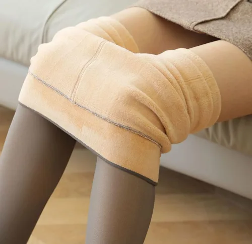 Vista 6 de Pnadty Mallas elásticas de terciopelo de cintura alta para mujer, con forro polar grueso