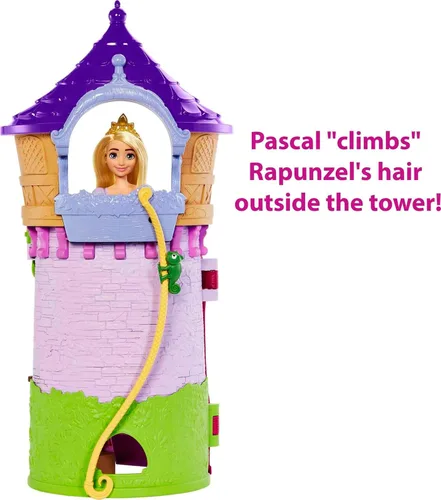 Vista 10 de Mattel Disney Princess Rapunzel Tower - Juego de casa de muñecas con muñeca Rapunzel, 6 áreas de juego, 15 accesorios y Pascal