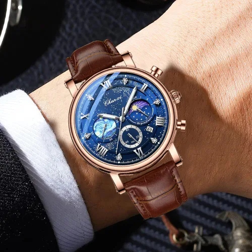 Vista 4 de FANMIS Reloj analógico deportivo militar multifuncional clásico para hombre, vestido de negocios, impermeable, cronógrafo luminoso, cielo