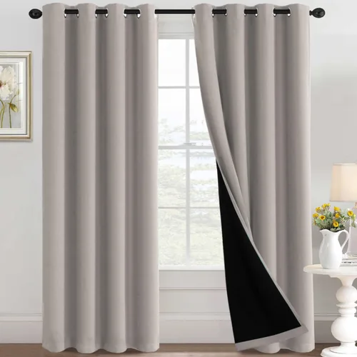 Vista 38 de H.VERSAILTEX Cortinas 100% de opacidad con aislamiento térmico, cortinas opacas completas para sala de estar, cortinas de ventana de eficiencia