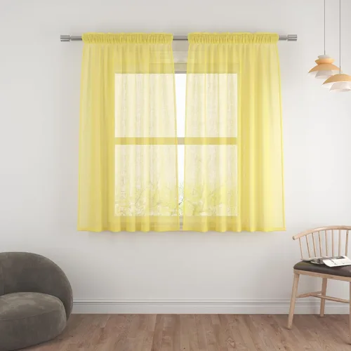Vista 35 de UPOPO Paneles de Cortina Beige Pequeños Cortinas Transparentes de Gasa de 16 Pulgadas de Largo Cortinas de Cocina de Voile con Textura de Lino