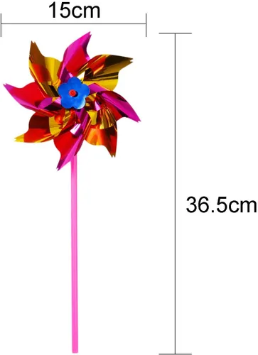 Vista 2 de Elcoho Molino de viento de plástico arcoíris de 100 piezas, molinetes de fiesta, molinetes de bricolaje para niños, juguete para jardín, fiesta
