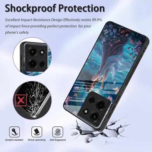 Vista 149 de Funda para Motorola Moto Edge 2022, cubierta trasera de vidrio templado con protector de pantalla, funda protectora a prueba de golpes para Motorola