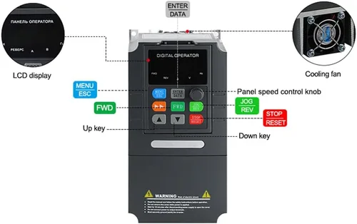 Vista 5 de ATO 5hp 3.7kW 19.2A VFD, 220V monofásico a trifásico VFD Variable Frecuencia Drive, Monofásico 220V Entrada a 3 Fase 220V/240V Salida