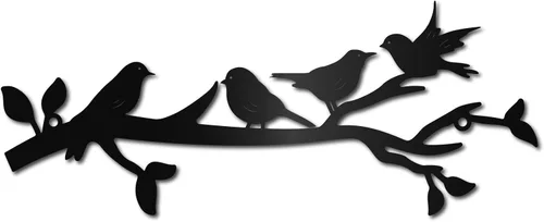 Vista 9 de CREATCABIN Decoración de pared de metal con pájaros en la rama, decoración de pared de pájaros negros, escultura de pájaros negros, decoración