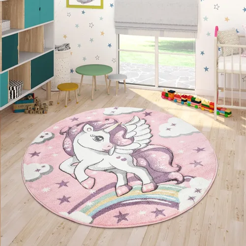 Vista 9 de Paco Home Alfombra infantil para habitación de los niños, unicornio dulce con cielo estrellado, tamaño: 2 pies 8 pulgadas x 4 pies 11 pulgadas, Rosa