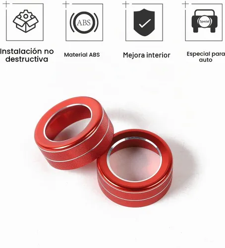Vista 2 de 2 piezas de botón de control de sonido de volumen de audio Cubierta de botón de interruptor giratorio para Toyota 4Runner 2010-2023 (rojo)