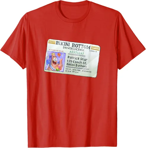 Vista 77 de SpongeBob SquarePants Camiseta con logotipo de Patrick Star Driver License King, Negro