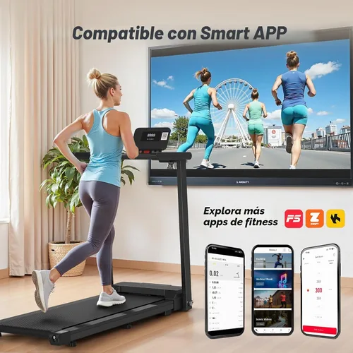 Vista 2 de Caminadora plegable con asas, cinta de correr eléctrica ultrasilenciosa de 2.5 HP para el hogar, capacidad de 300 libras, 12 programas, absorción