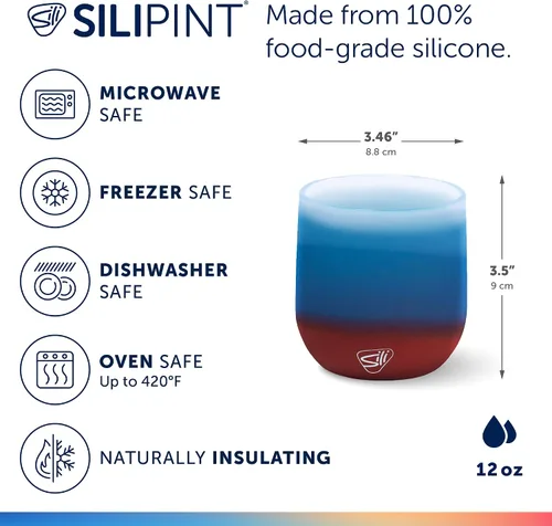 Vista 2 de Silipint - Copa de vino de silicona sin tallo de 12 onzas - Libre de BPA, irrompible, no tóxica, apta para lavavajillas, copa de vino irrompible