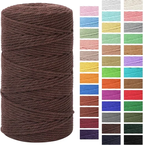 Vista 37 de Cordón de macramé 3mm x 300m Cuerda de macramé 100% algodón natural Cordón de algodón trenzado de 4 hebras para manualidades DIY, adornos