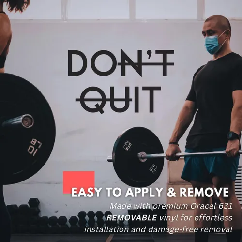 Vista 4 de My Vinyl Story - Calcomanía de pared motivacional con frase en inglés "Don't Quit Do It" para el hogar, gimnasio, fitness, deportes, entrenamiento