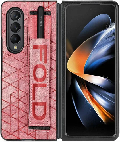 Vista 9 de Funda para Galaxy Z Fold 4, lujo a prueba de golpes Premium PU+PC, ligera, delgada, protectora resistente a los arañazos con soporte para S Pen Negro