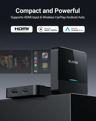 Vista 6 de ZUCWO Adaptador inalámbrico CarPlay y Car TV Mate compatible con convertidor HDMI para TV Stick/máquina de juegos, CarPlay HDMI multimedia 2 en 1