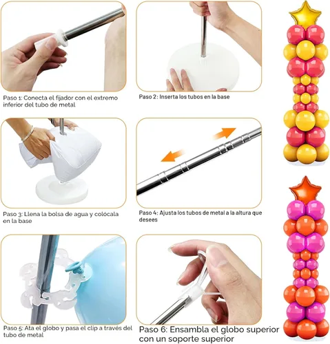Vista 3 de Lechay - Juego de 2 soportes de columna para globos, juego de soporte ajustable para globos de 6.6 pies con base telescópica para baby shower, boda