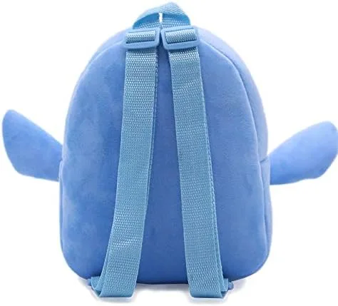 Vista 4 de BALLAU Mochila de felpa, lindo bolso de escuela pequeño, mochila pequeña para bebé, mochila de héroe de dibujos animados para niños, Azul