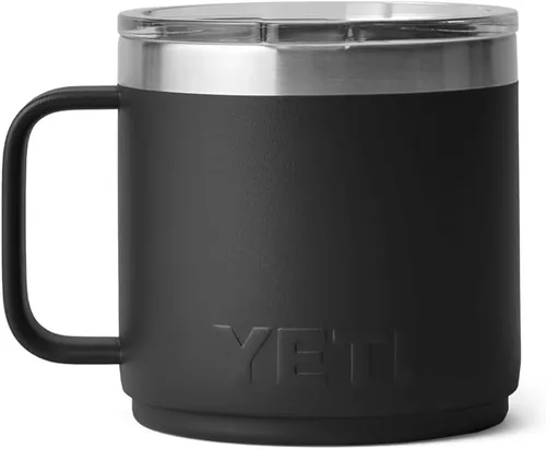 Vista 8 de YETI Rambler - Taza apilable con forro de cerámica, de 14 onzas, aislada al vacío, de acero inoxidable con tapa MagSlider, color negro