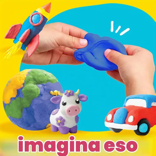 Vista 6 de Play-Doh Arcilla seca al aire, bolsa de arcilla azul de 5 onzas, suministros de arte, suministros de manualidades, herramientas y kit de arcilla