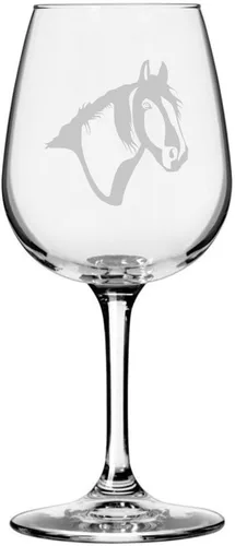 Vista 66 de Abaco Barb Body Horse - Copa de vino grabada multiusos (12.75 onzas) Unique Gifts for Horse Lovers, Personalized Wine Glasses, All-Purpose