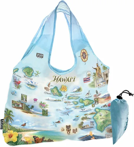 Vista 2 de Xplorer Maps Bolsa con asas – Bolsa de compras reutilizable para comestibles, plegable y lavable de nailon, resistente y compacta