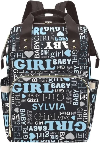 Vista 11 de Mochila de pañales personalizada, regalo con nombre, letras para bebé, color gris, rosa, bolsa de viaje versátil: gran capacidad y múltiples