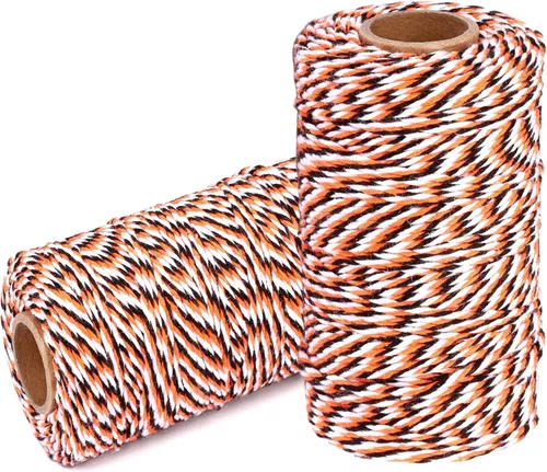 Vista 18 de Cuerda de Hilo de Algodón para Panaderos: 2 Rollos de Cordel para Manualidades Envolver Regalos - 656 Pies de Cordel Negro Blanco para Cocina