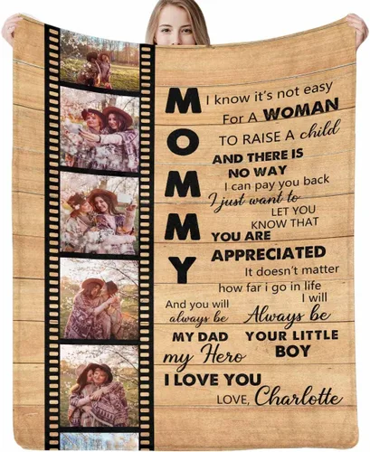 Vista 24 de Manta personalizada con imagen hecha en Estados Unidos, mantas personalizadas con fotos, nombres, manta suave personalizada con imagen personalizada