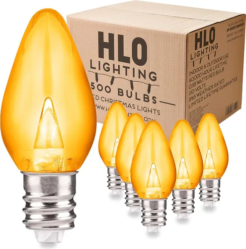 Vista 7 de Enchufe de iluminación navideña LED liso C7 verde azulado bombillas de repuesto para enchufes E12, grado comercial de bajo consumo, 2 bombillas