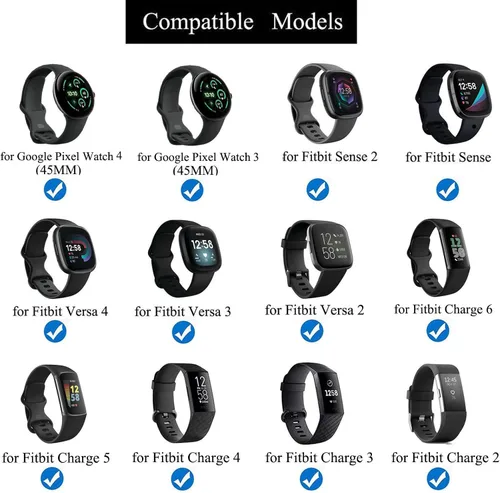 Vista 5 de Extensores de correa de reloj de 0.866 in para Google Pixel Watch 4 3 o Fitbit Sense 2 1/Versa 4 3 2/Charge 6 5 4 3 2, bandas extensoras de silicona
