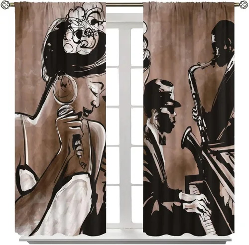 Vista 8 de Cortinas de jazz para mujer americana, estilo grunge, estilo grunge, con bolsillo para barra, para dormitorio, sala de estar, decoración