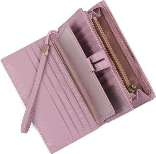 Vista 11 de SENDEFN Carteras de mujer de gran capacidad con bloqueo RFID, carteras de cuero, organizador de tarjetas de crédito con porta cheques, Compacto