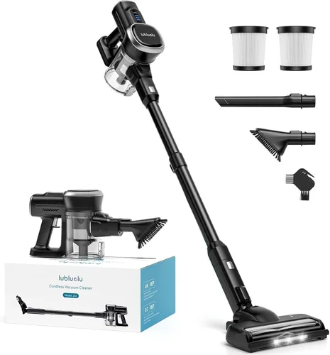 Vista 7 de Lubluelu Aspiradora inalámbrica, aspiradora de palo recargable inalámbrica con motor sin escobillas ligero de 235W, diseño autoportante y manual