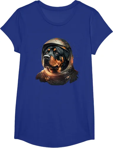 Vista 63 de Divertida camiseta Rottweiler con diseño de astronauta rottweiler en galaxia espacial, Negro
