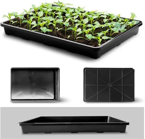 Vista 3 de RooTrimmer Paquete de 5 bandejas para macetas de vivero, bandeja de transporte y sujeción para plantas para macetas de inicio de semillas, Negro