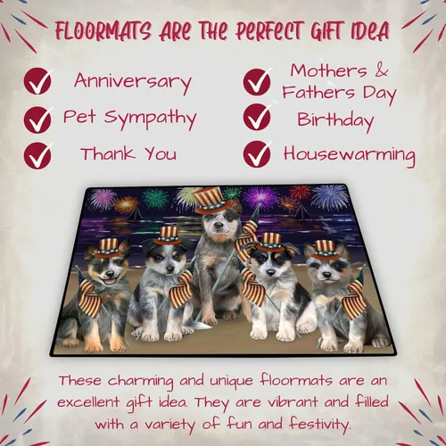 Vista 7 de Doggie of the Day Blue Heeler Dogs Floor Mat - 4th of July Independence Day - Best Dog Doormat - Protector Decor - Unique Portrait Art - Premium