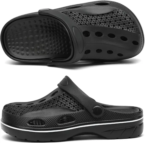Vista 3 de VZQ Zuecos con soporte de arco para mujeres y hombres, pantuflas de jardín, sandalias de playa para exteriores, con plantillas de pies para fascitis