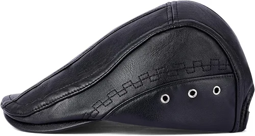 Vista 2 de Gorra clásica de Gatsby Ivy de piel sintética plana para hombre