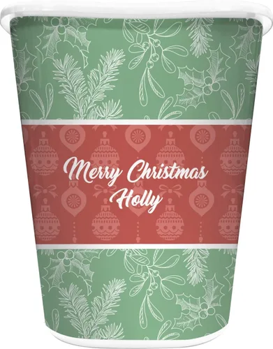 Vista 7 de Cesta de basura de acebo de Navidad, doble cara (negro) (personalizada)