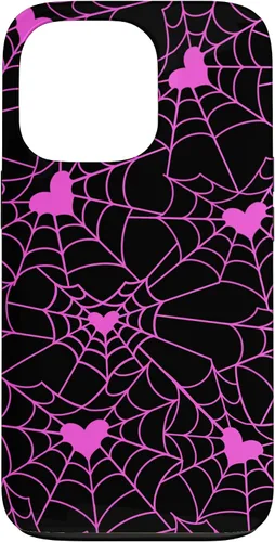 Vista 9 de Carcasa para iPhone 11 con diseño de telaraña, color rosa y negro