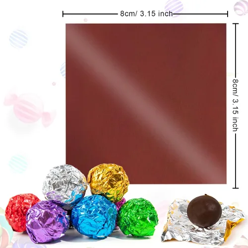 Vista 6 de Envolturas de caramelo de papel de aluminio – Papel de regalo de chocolate, 300 piezas, envoltorio de barra de chocolate casera, embalaje de Marrón