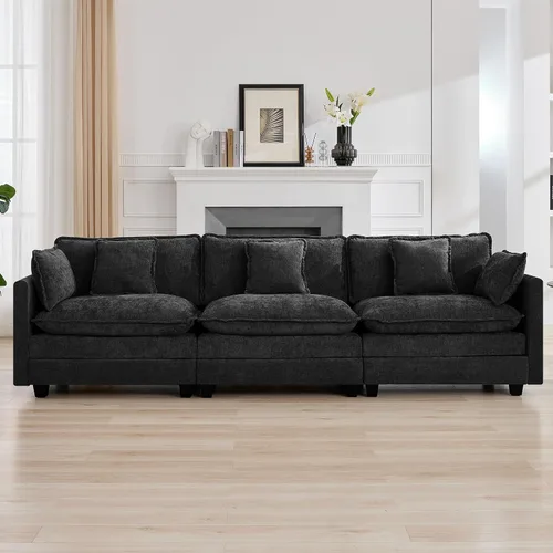 Vista 100 de Sofá modular en forma de nube de 113 pulgadas, sofás de asiento profundo de gran tamaño para sala de estar, sofá modular tapizado de chenilla