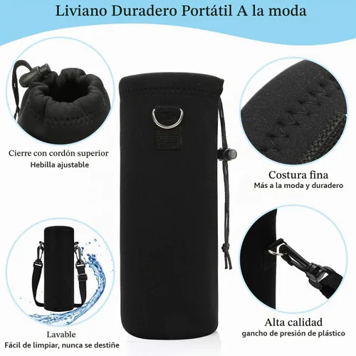 Vista 3 de ToLuLu Funda para botella de agua, funda de neopreno aislada para botella de agua, 25.4 fl oz, 33.8 fl oz, con correa de hombro ajustable