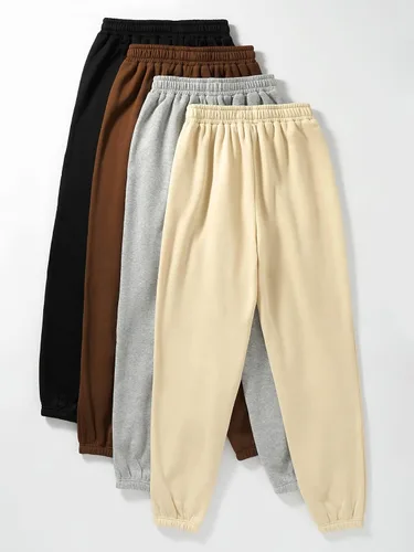 Vista 2 de SheIn Paquete de 4 pantalones deportivos de cintura elástica para mujer