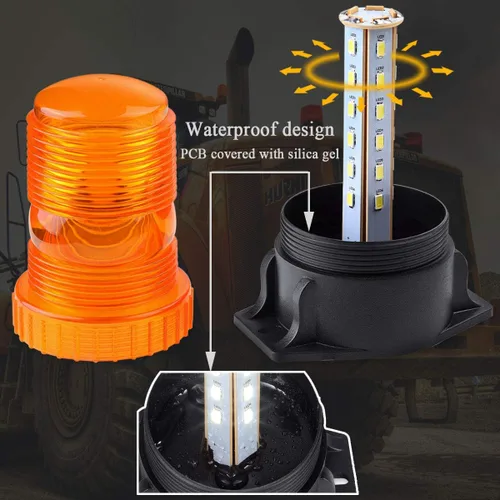 Vista 4 de WOWTOU - Luces estroboscópicas LED ámbar magnéticas para carretillas elevadoras, carritos de golf, UTV, coches, camiones, tractores, 12V 24V, baliza