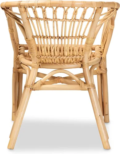 Vista 6 de bali & pari Kaka Nature - Silla de comedor de ratán, sillón de mimbre bohemio con respaldo curvo, natural