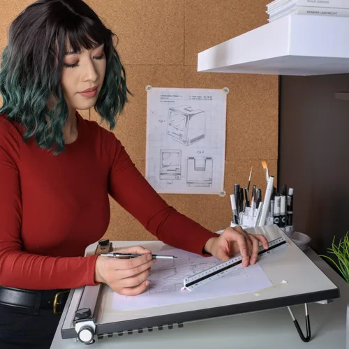 Vista 8 de Alvin tablero de dibujo con regla de borde recto paralela