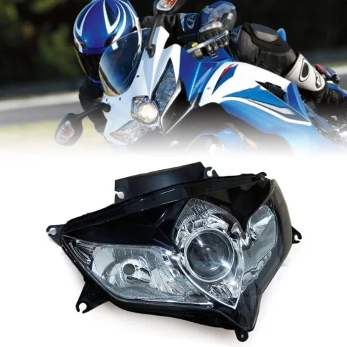 Vista 33 de Ensamble de lámpara de faro delantero para motocicleta compatible con Yamaha YZF600 R6 2006 2007 06 07 YZF-R6 Faro frontal transparente para moto