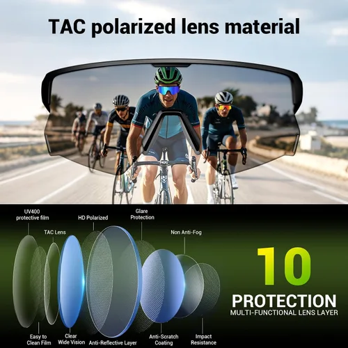 Vista 6 de Blackview - Lentes de sol Bluetooth, protección UV400, micrófono y altavoces integrados, compatible con asistente de voz, Bluetooth 5.4, lente D2