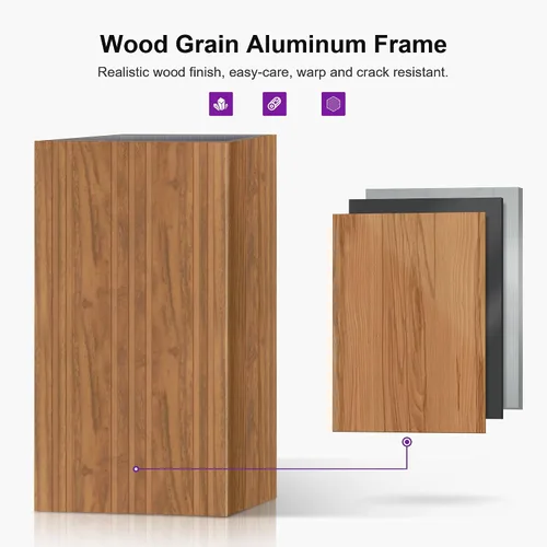 Vista 8 de PURPLE LEAF Gazebo 10' x 12' con sistema de drenaje ligero, grano de madera Grano de madera y luces