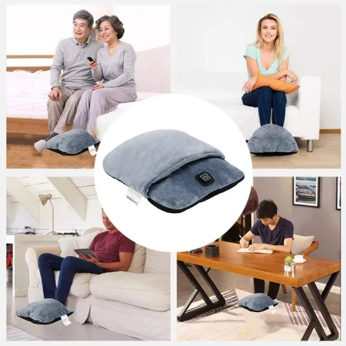 Vista 3 de Calentador de pies eléctrico con calefacción, calentador de pies para hombres y mujeres con 3 ajustes de temperatura, apagado automático de 45